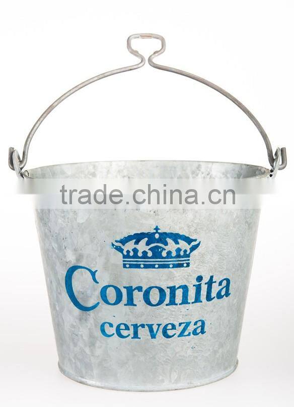 Standard galvainzed metal ice bucket for bar