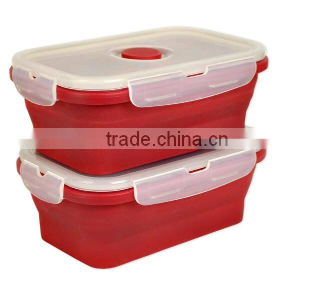 Oven Safe Foldable Red Silicone food Container Set of 2