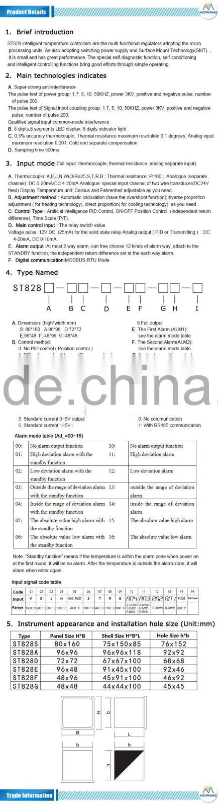 ST828 digital thermostat high temperature controller can with RS485