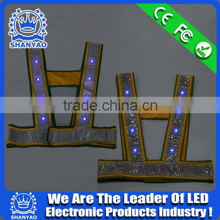 2016 Hot Selling LED Fluorescent Orange Refletive Waistcoat For Road Safety At Night