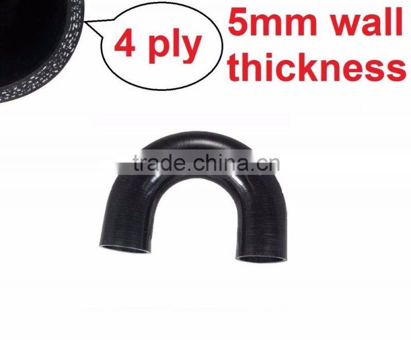 Black 1-1/2'' 38mm 180 degree Elbow Silicone Hose Pipe 102mm U shape Coupler Turbo