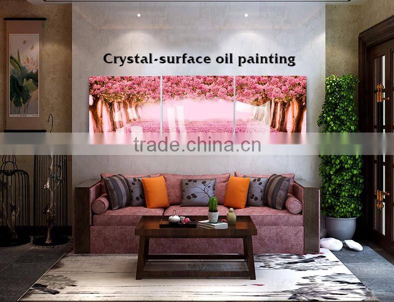 new designs flowers of glass painting with canvas print of home decor for livingroom