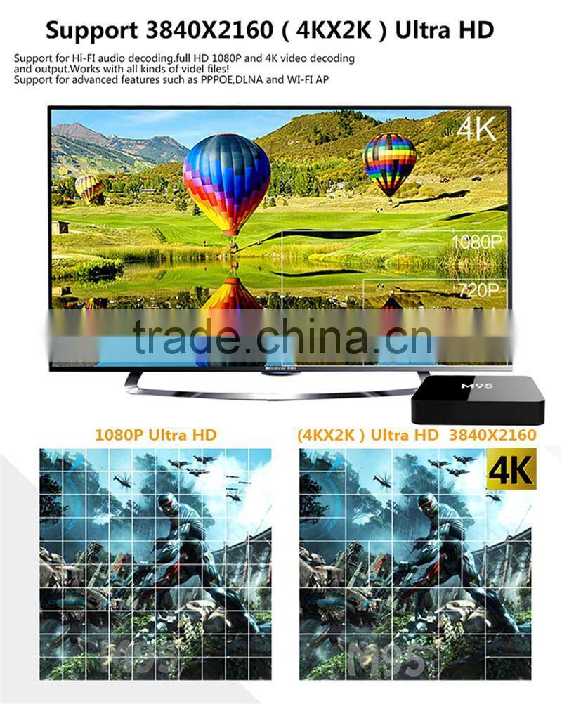 2016 Newest M95 X9 S905 1G 8G Android 5.1 4K TV BOX 2.4G WIFI Bluetooth KODI 16.0 LED