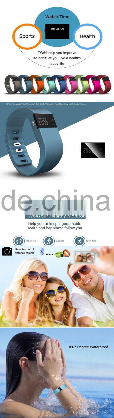 New TW64 Smartband Smart Bracelet Wristband Fitness Tracker Bluetooth 4.0 Watch for IOS Android better than Mi Band