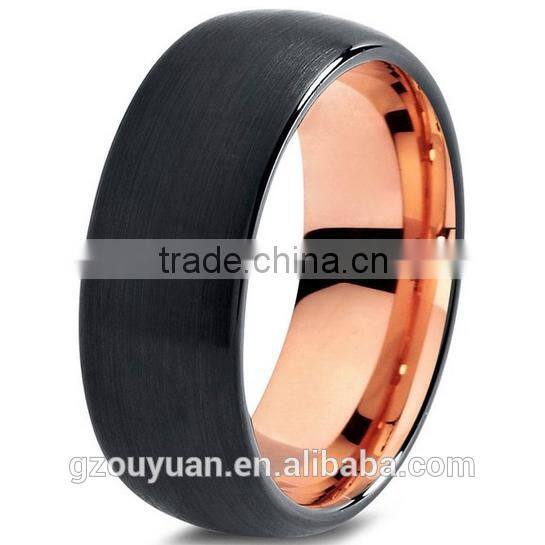 8MM Dome Tungsten Carbide Ring, 18K Rose Gold Brushed Tungsten Carbide Ring, Fashion Tungsten Jewelry Ring