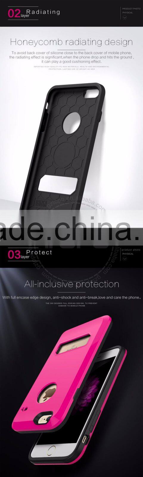 High Quality Scrub TPU+PC case with card Candy color mobile phone housings for iphone 6 6s plus