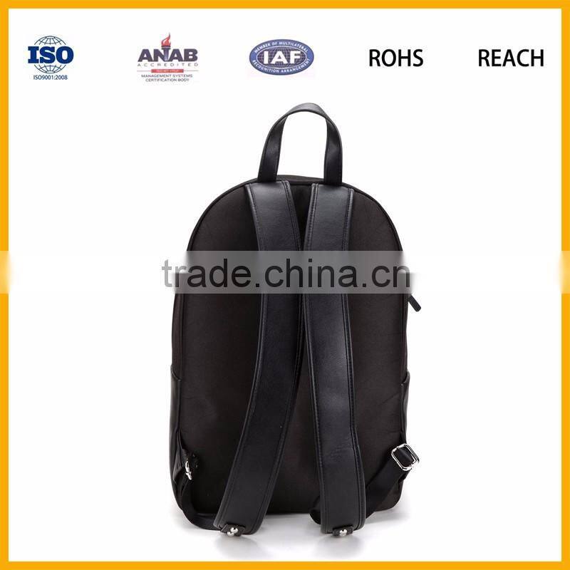 black PU leather travel leisure backpack daypack