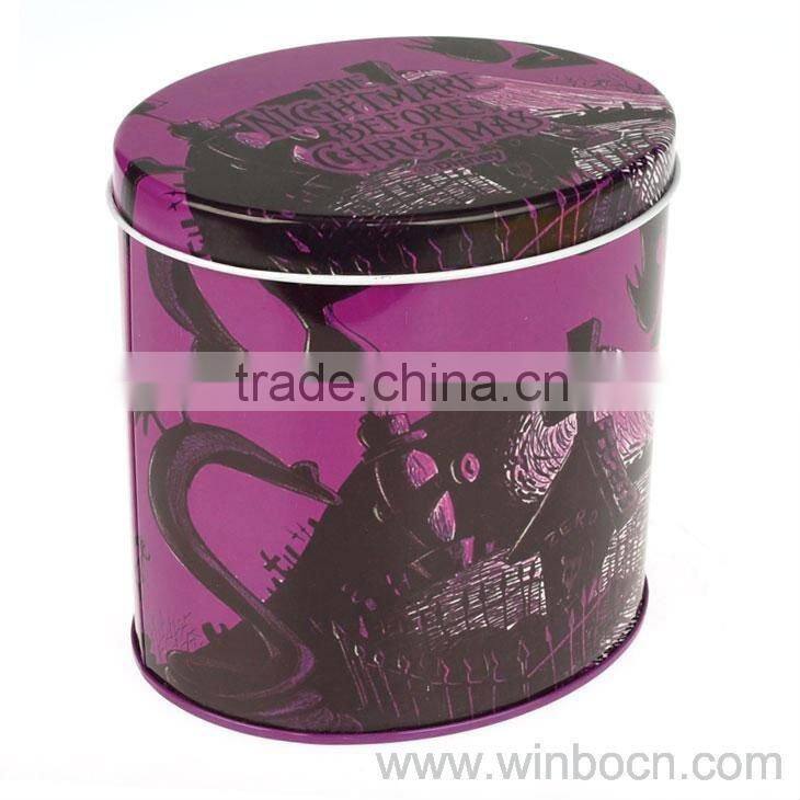 Oval-shape multipurpose tin box tea box