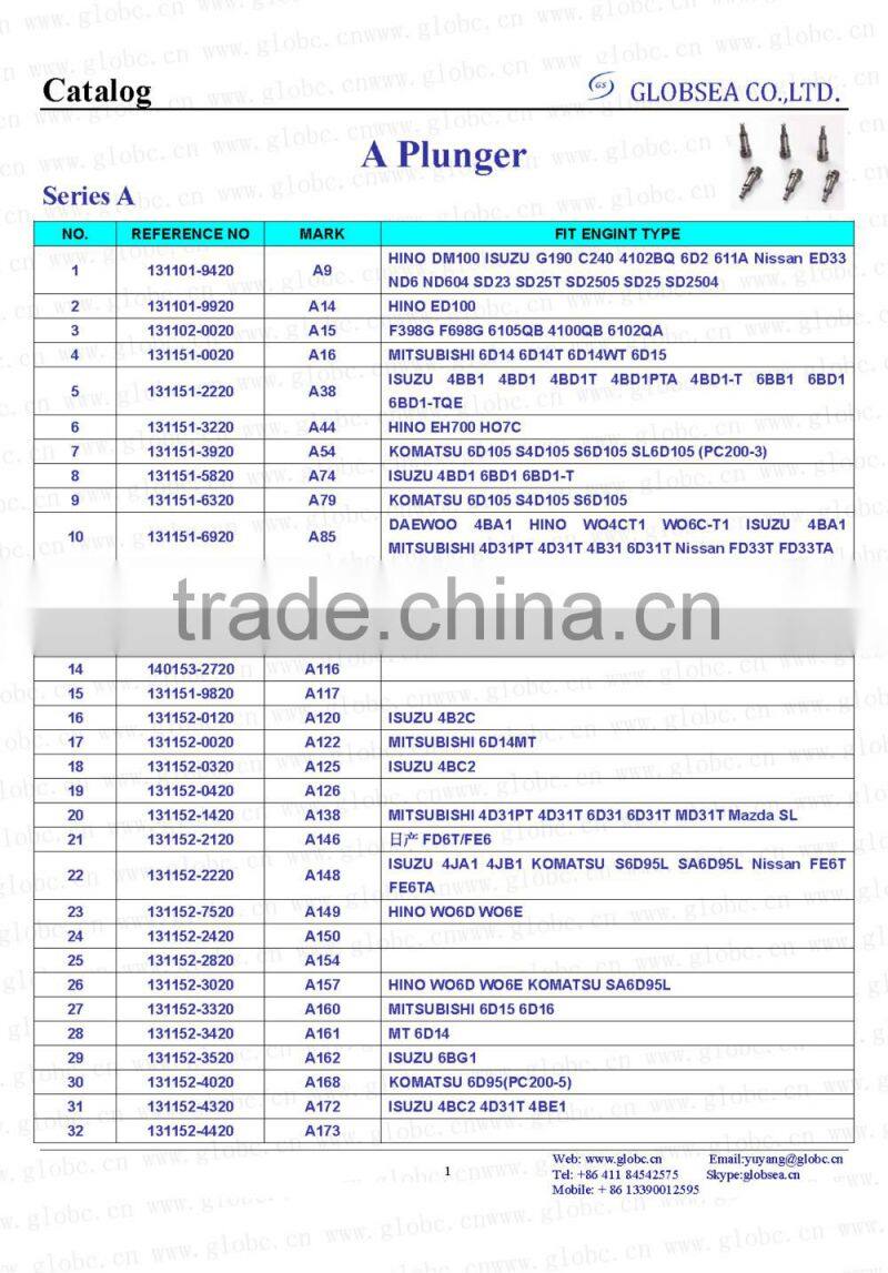 Strict test before shippment diesel 131153-7220 plunger
