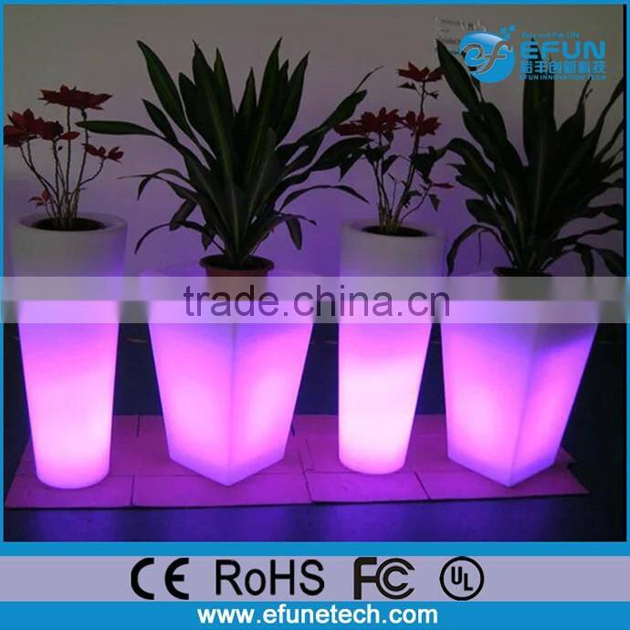 pe material illuminated rgb color changing glowing flower pot, led lighted planters