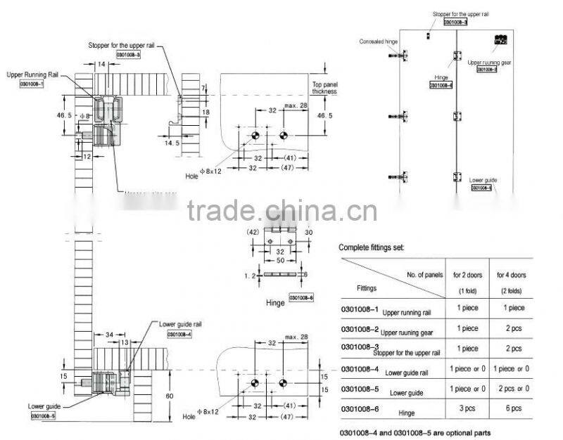 highly recommend inner-hanging type folding wardrobe sliding doorhardware fittings for folding door