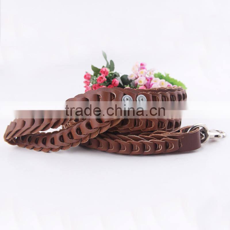 Real leather dog leash for big dog ,dog collars and leash