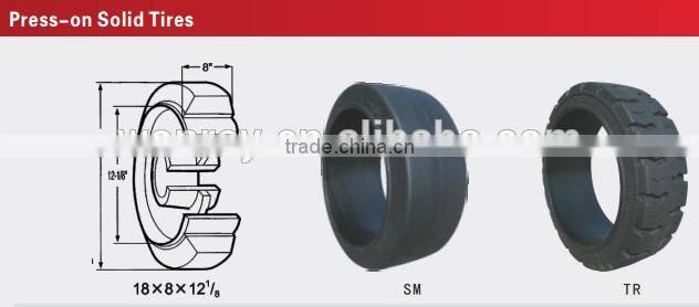 Best Chinese brand flat proof wirtgen press on solid tire with SM tread