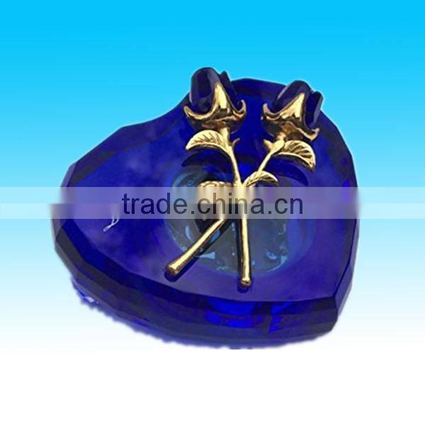 blue heart shape decorative crystal valentine gift