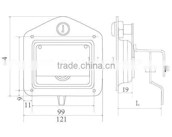 Key-locking Recessed Folding T Handle Lock with Red Powder Coating