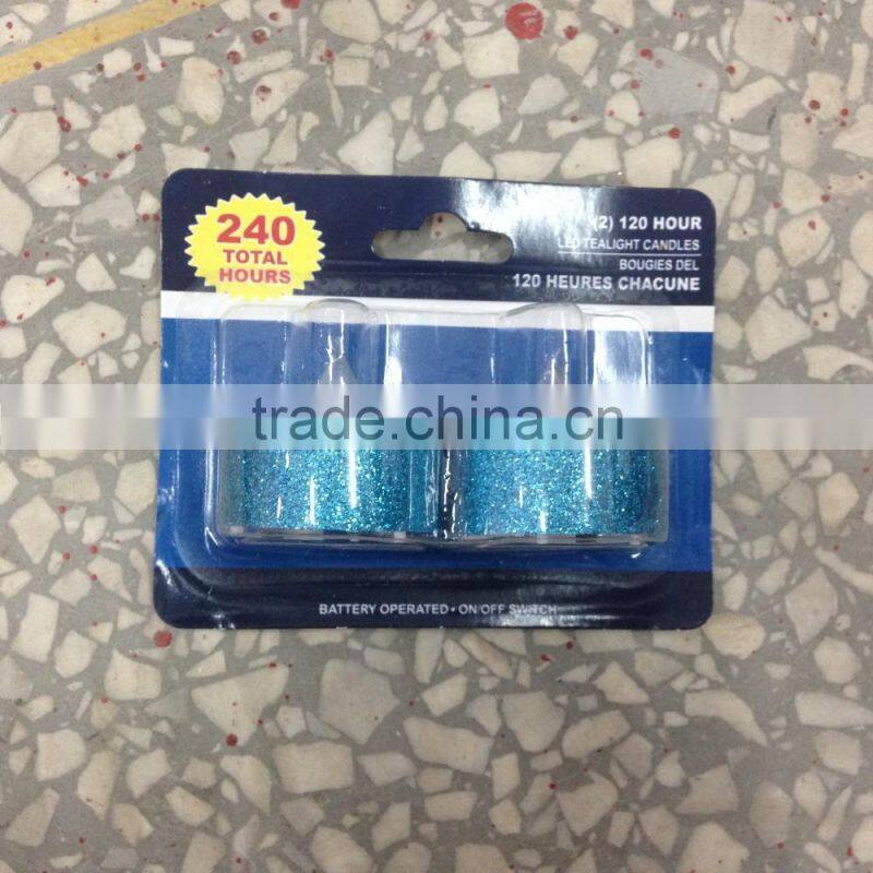 Christmas Glitter Battery Powered LED Tea Lights flameless Flickering 2 Pack flicking led gliter tealight candles