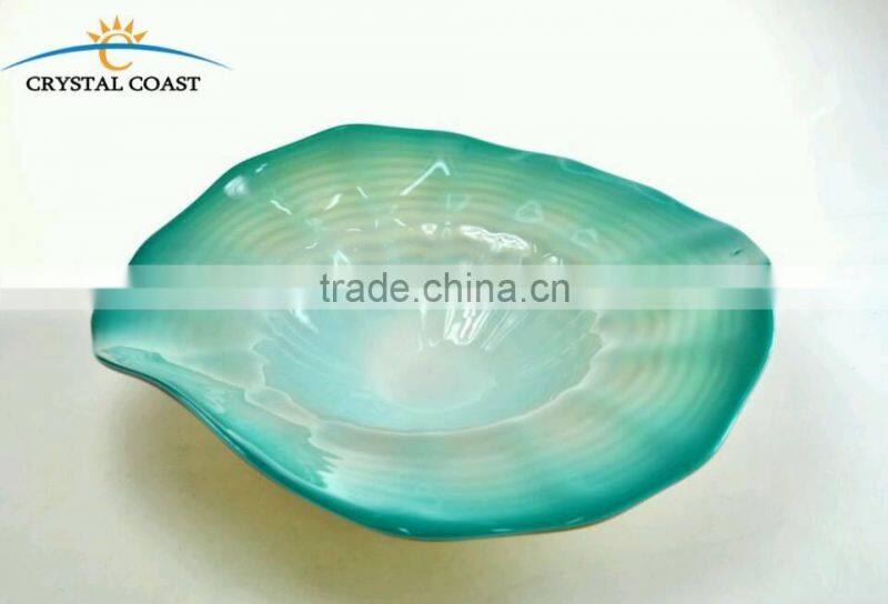 decorative art purple hand blown glass plate wall decoration