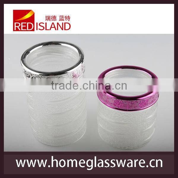 round glass storage jar with plastic electroplating lid