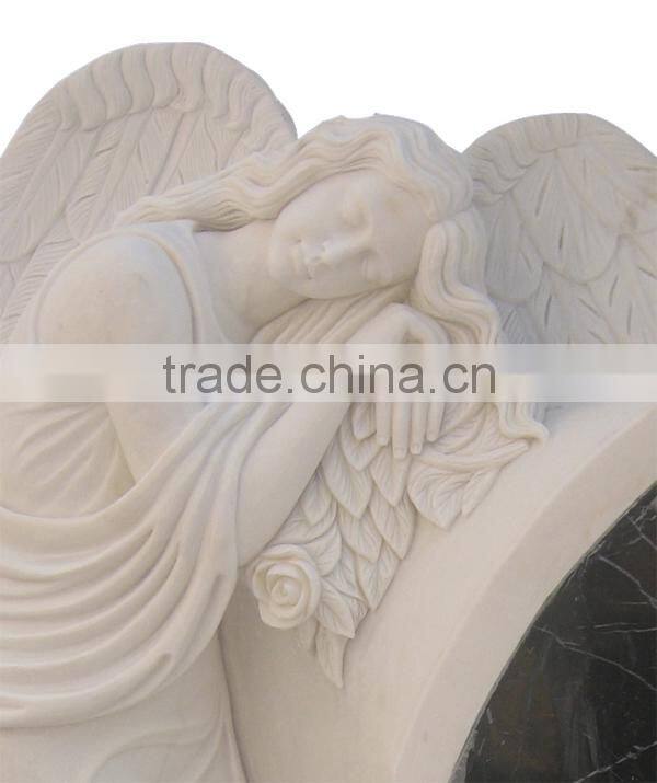 Hand Carved White Marble Angel Tombstone for Sale