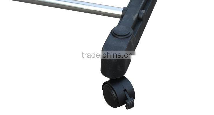 Stainless Steel Adjustable Telescoping Vertical and Horizontal Bars Double Rails Rolling Clothing Rack and Garment Rack