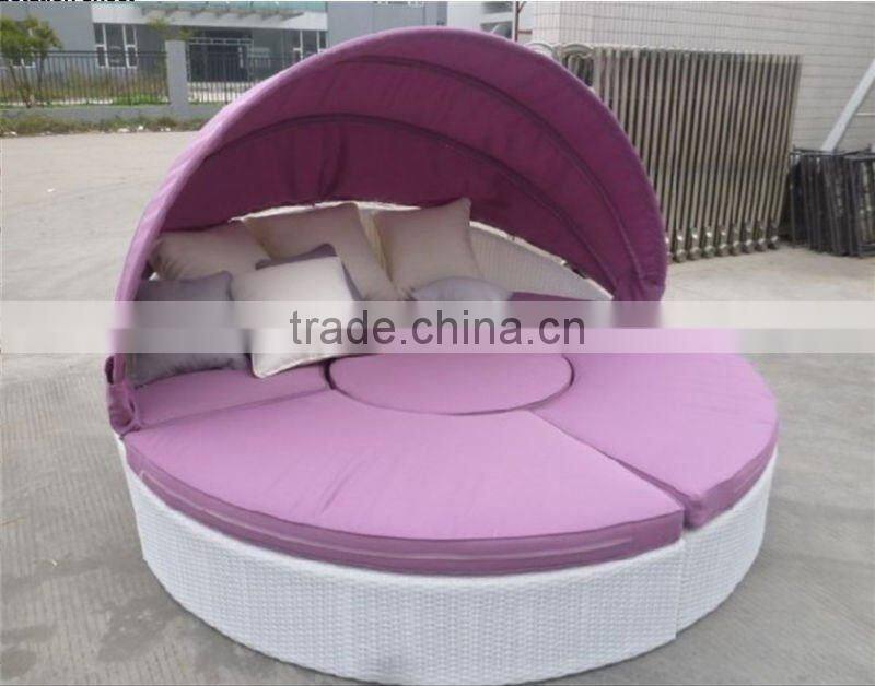 beach sun bed outdoor rattan round daybed black wicker with canopy