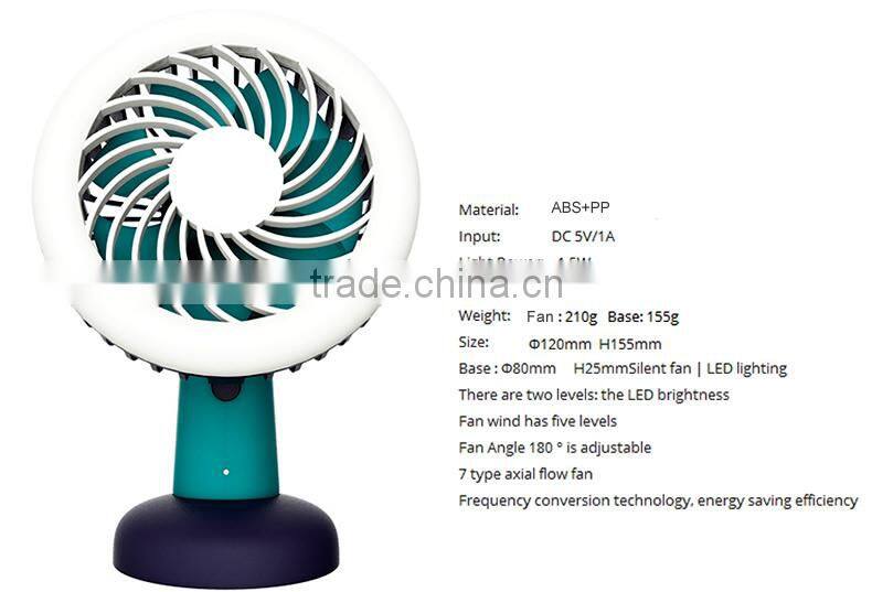 Pocket LED Light Fan Personal Table Light Fan with Built-in battery