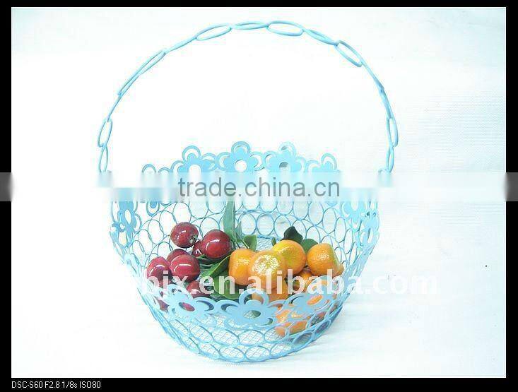 Blue round wire storage metal hanging baskets