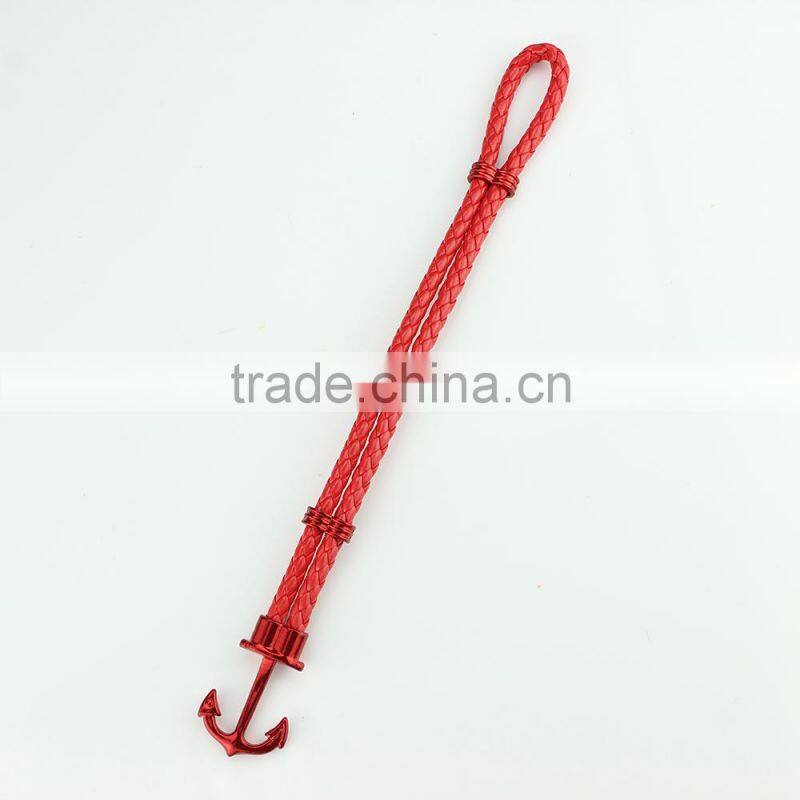 Fashion Jewelry Hot Sale Wax Rope Multilayer Leather Men Anchor Bracelets