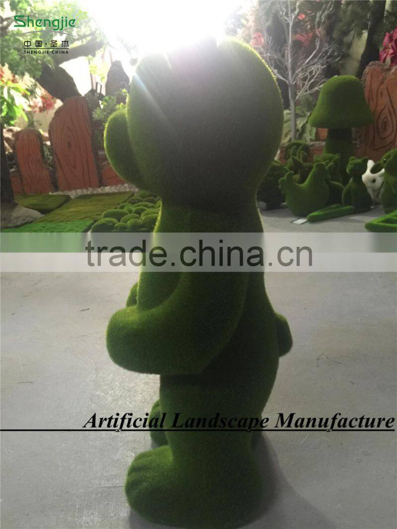 high quality green moss bear,fake green grass moss animal lovely moss in guangzhou