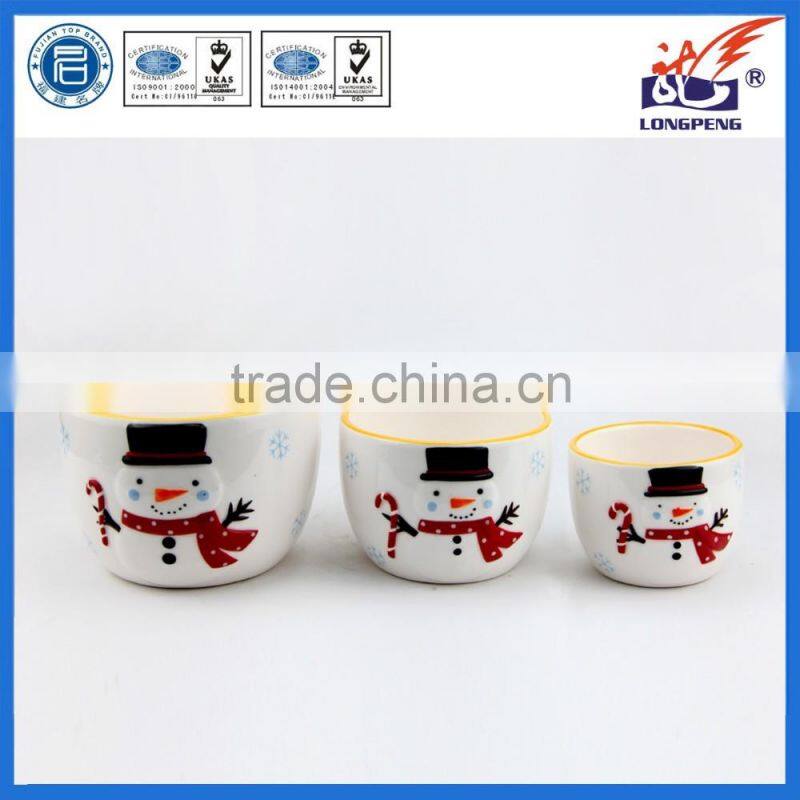 Glazed Finishing and Dolomite Ceramic Type Snowman Flowerpot Planter for Christmas ornaments