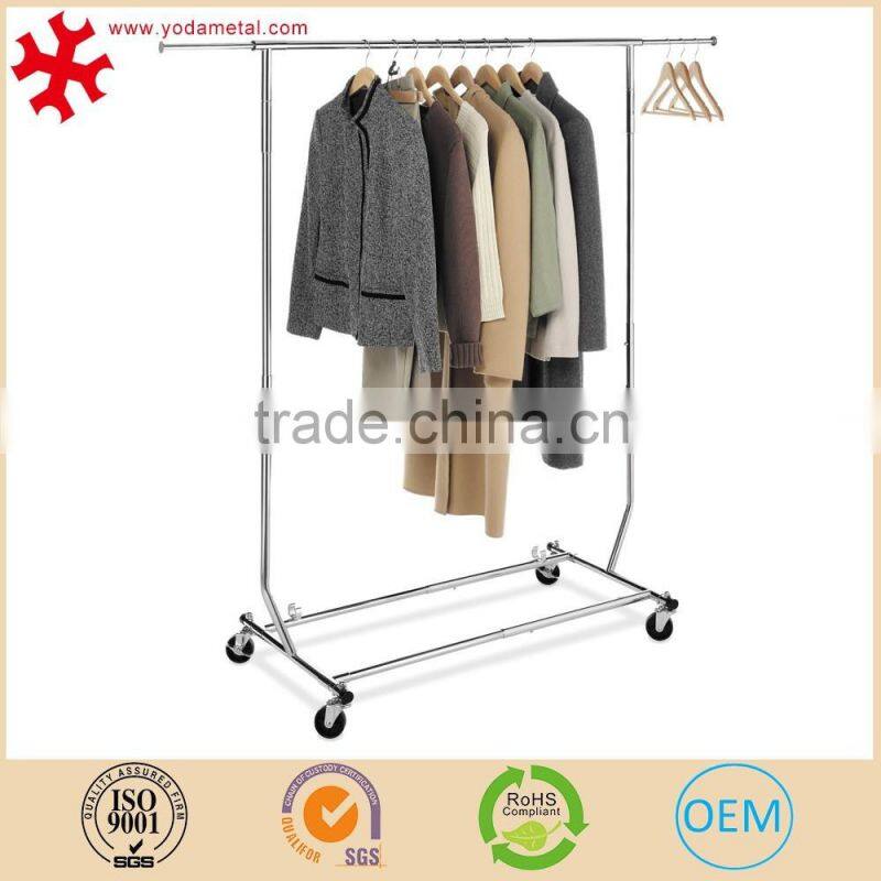 Advertising metal clothing display racks shelf for retail garment shop