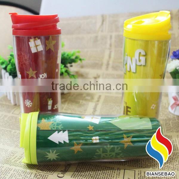 160z double-wall plastic travel mug with DIY paper insert