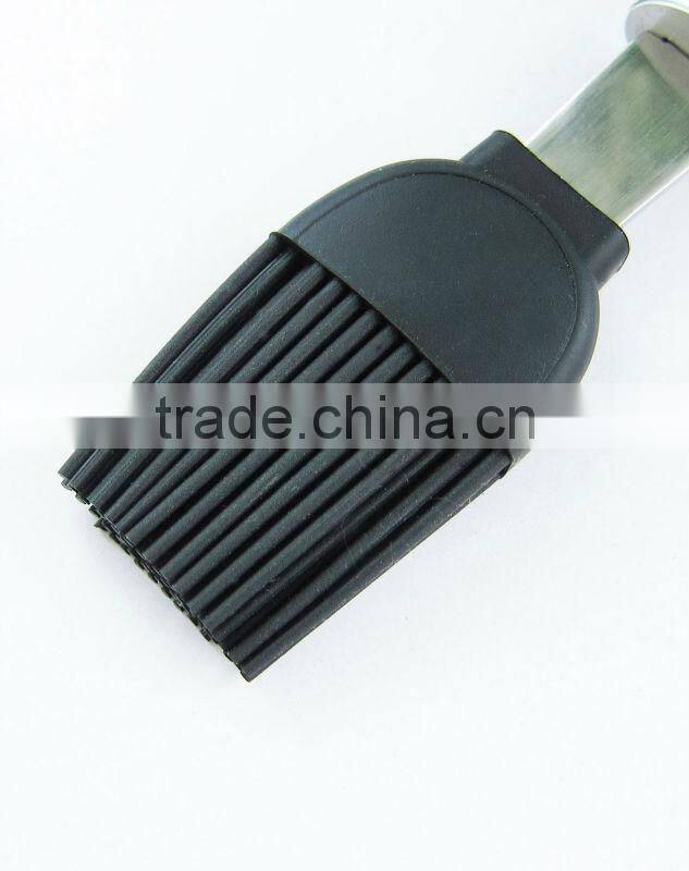 4 Piece Black Silicone Utensil Set Bamboo Handles - Spatula - Spoon - Brush