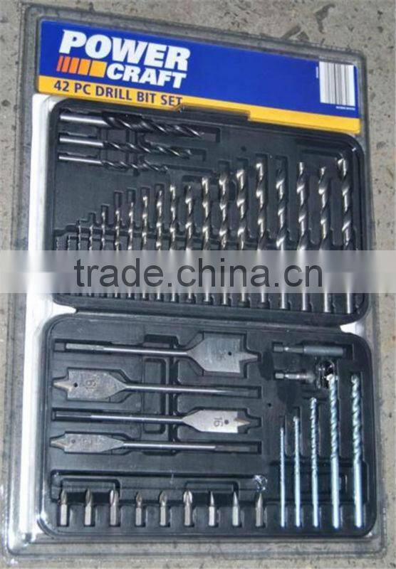 42PCS Drills Bits Set(TWIST DRILL BITS/FLAT WOOD BITS/MASONRY DRILL BIT)