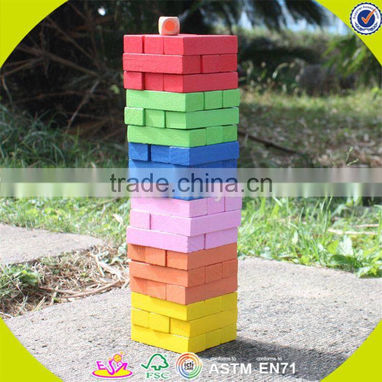Wholesale hot sale 48 pcs wooden toddler stacking bricks toy teaching aid wooden toddler stacking bricks toy W13D151