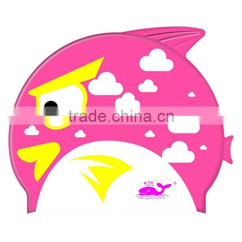 Custom multi printed silicone cartoon swimming cap for kids