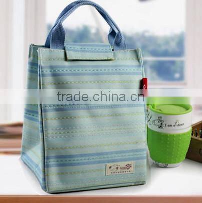 600D stripe cooler bag with tote hand for ladies