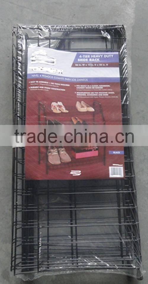 suitable for holding 16 pair shoes 4 tier steel tube black or whte wire shoe rack