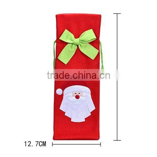 2016 new cheap Christmas Decorations Red Santa Tree Wine Bottle Cover Bags Dinner Party Gift
