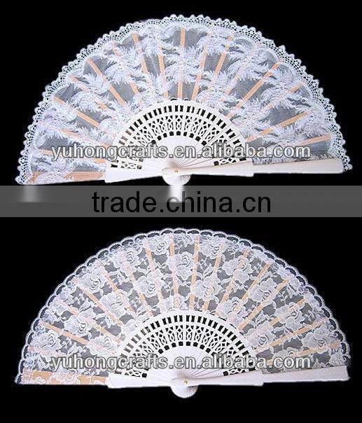 Silk White Wedding Wooden Fan