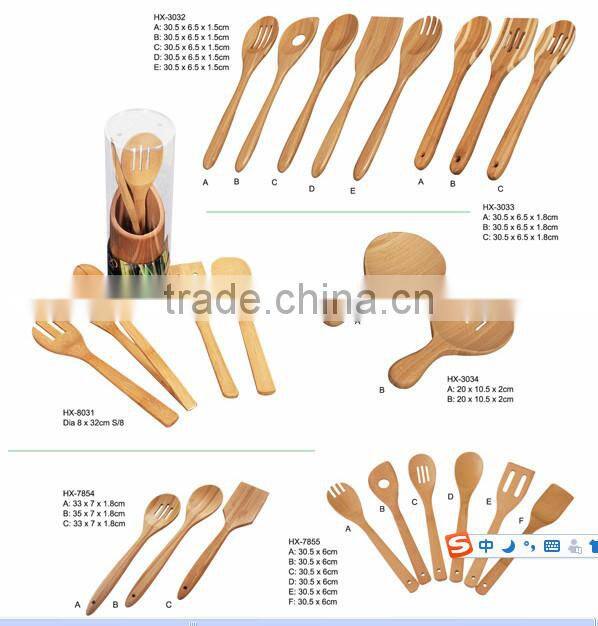 Kitchen Cooking Utensils Wood Spoon and Spatula, 4 Set of Bamboo Kitchen Tools