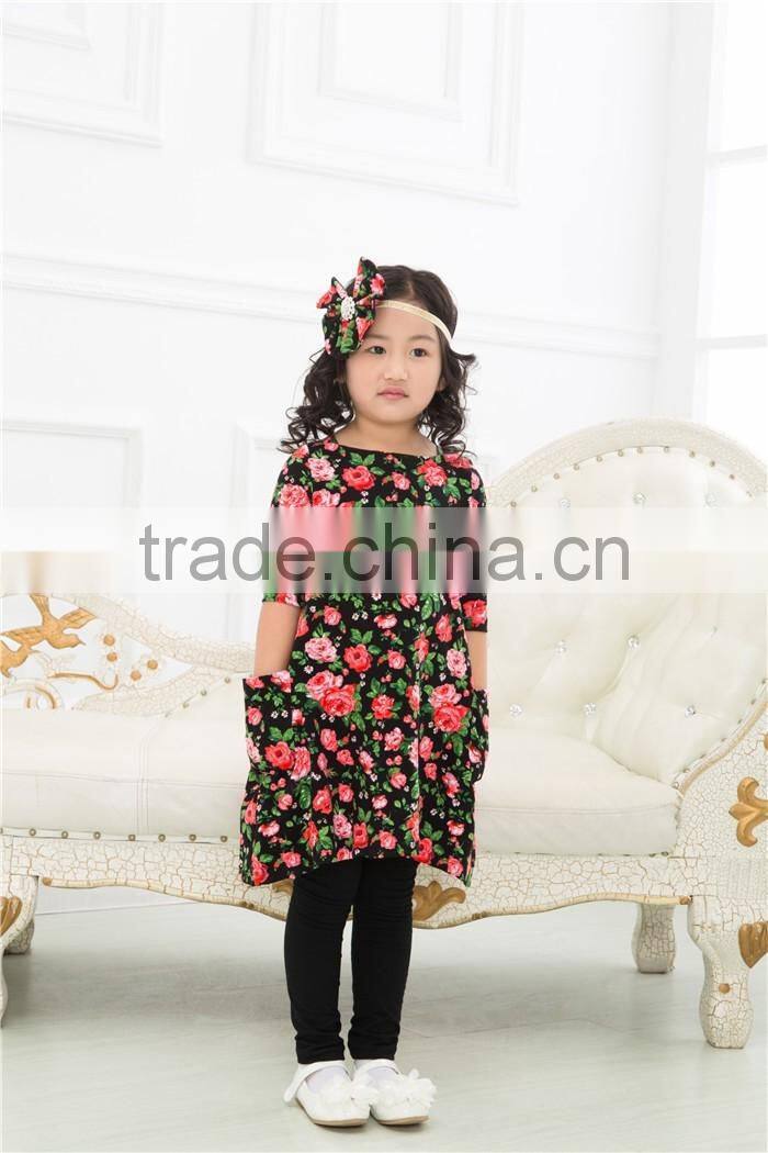 Spring boutique baby clothing set baby girl 2 peices set with headbands flower girl 100% cotton clothing outfits for children