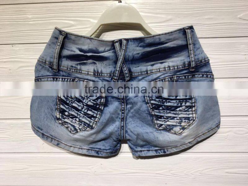GZY latest high waist all-match fashion girls ruffle shorts jeans stock lot