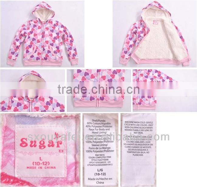 stock coat kids zipper hoodie thicken hoody printed hoodies