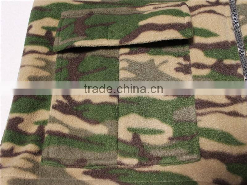 wholesale clothing soft polar fleece military men' s camo hunting winter jacket with hoodie