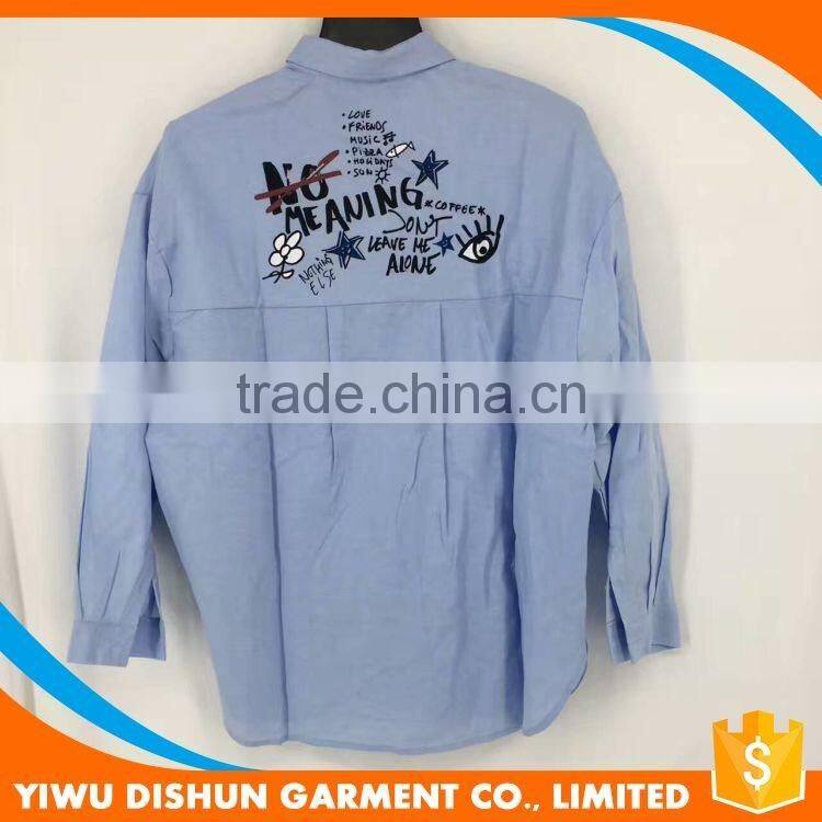 Oem high quality breathable office fancy collar blouse ladies