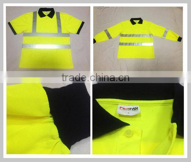 short sleeve fluorescent safety reflective hi vis shirt
