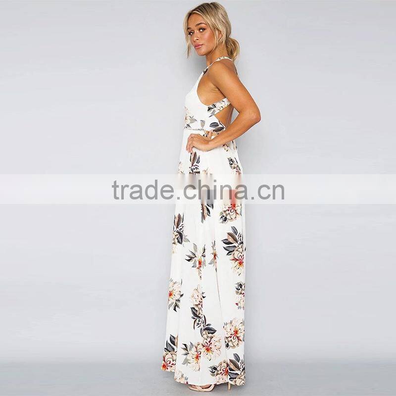 Maxnegio floral print summer women's thailand wholesale high slit dress