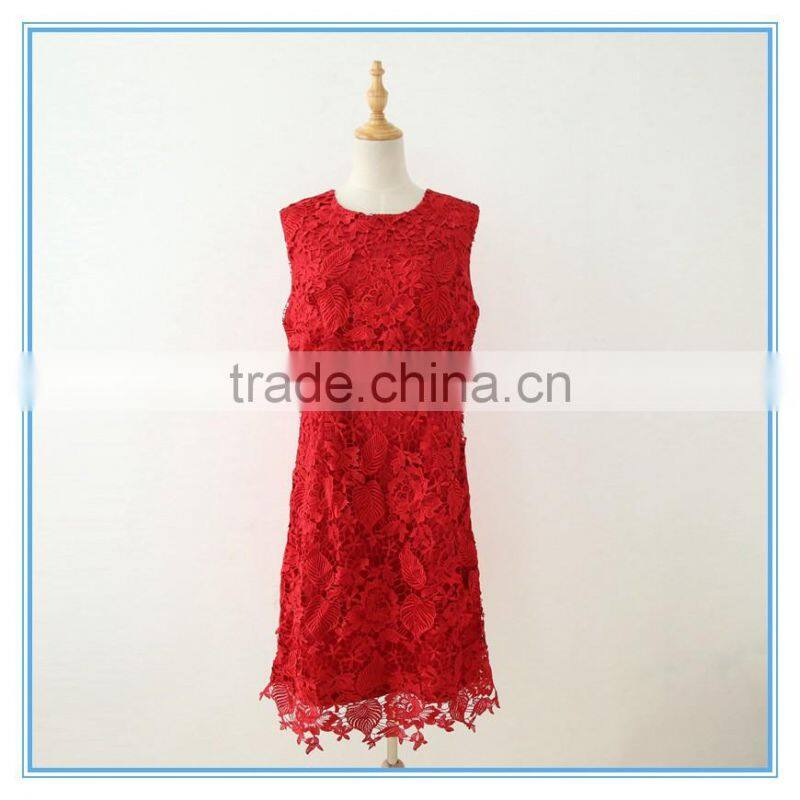 Latest Red Embroidery Lace Suit Dress For Women Wedding