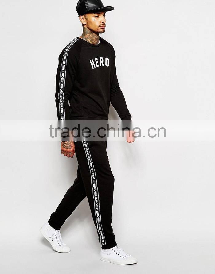 Polyester&Cotton hero wholesale men jogger sweatpants with taping details
